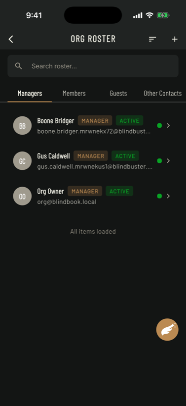 Member roster — mobile app