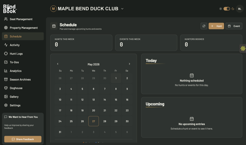 Booking calendar — Command Center