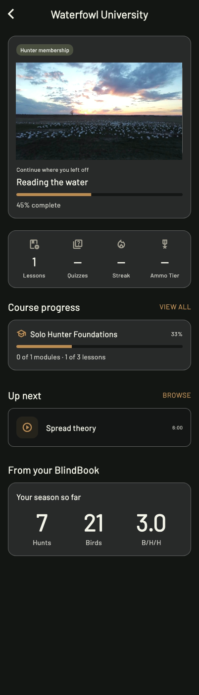 BlindBook app — Waterfowl University