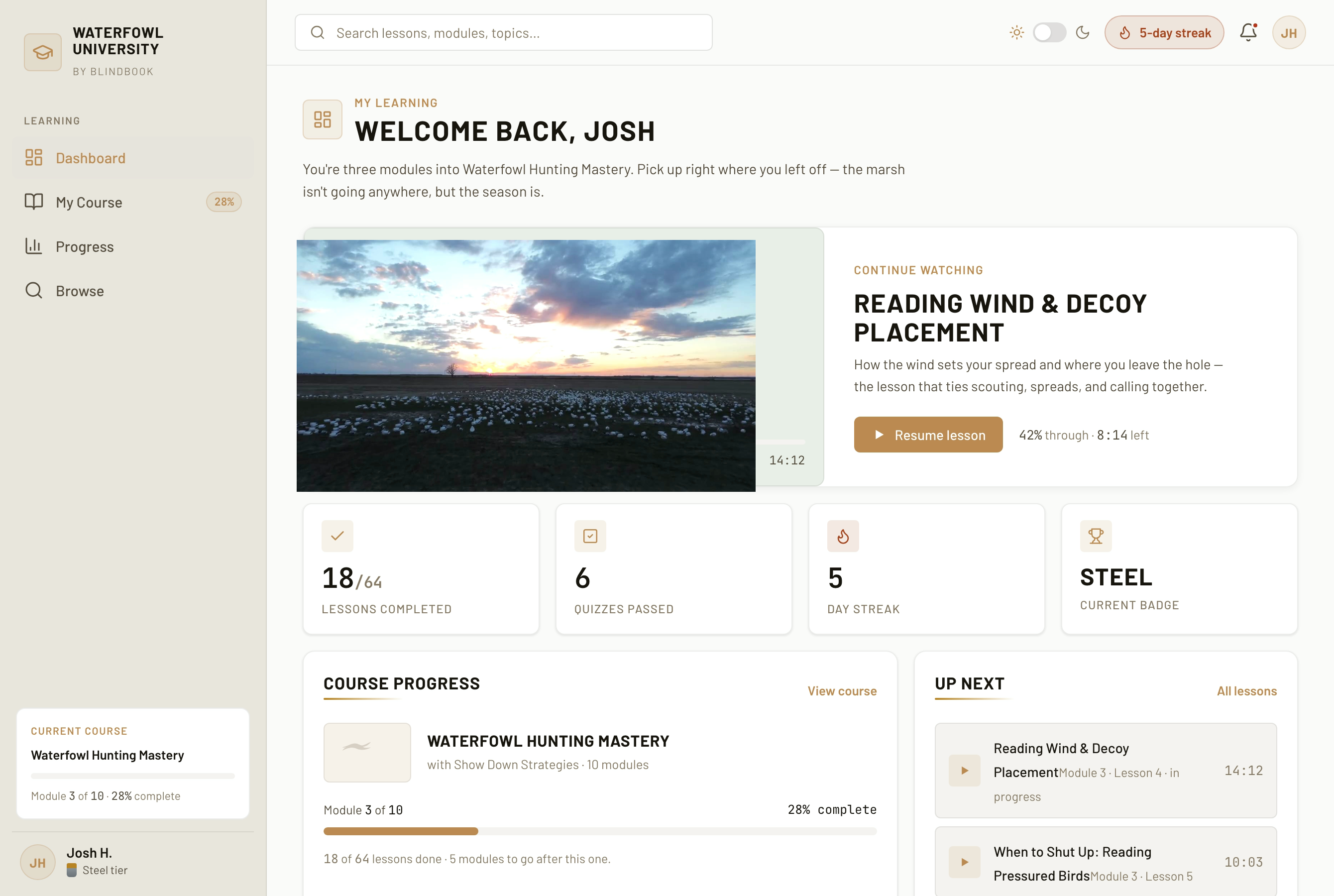Waterfowl University member app